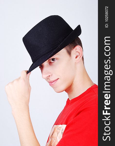 Young Model With Hat On Head