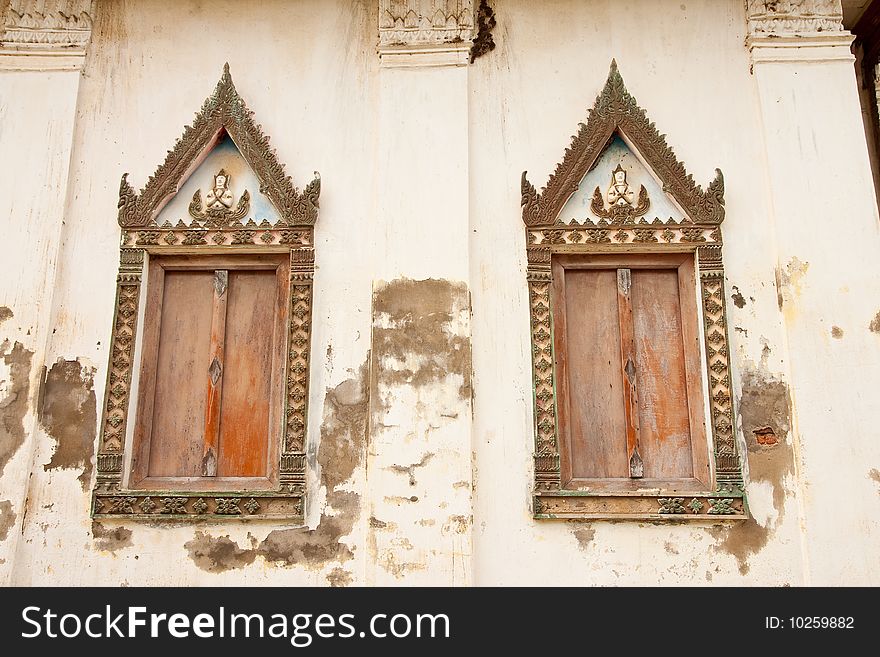 Buddhist church door in Thai style art. Buddhist church door in Thai style art