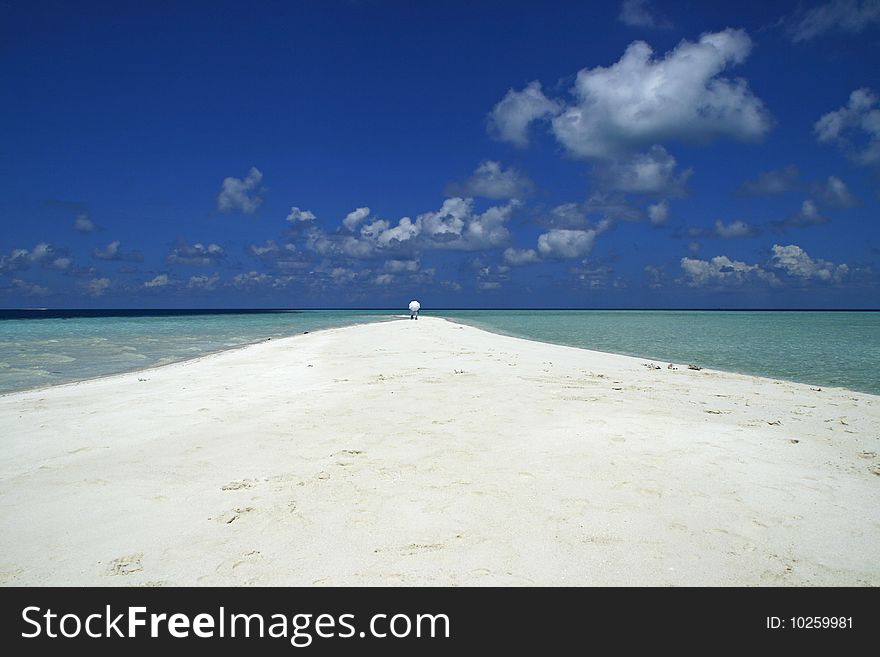 Walk on beach on a Island on the Maldives