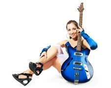 Woman With A Guitar Stock Image Woman With A Guitar Stock Image