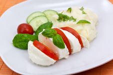 Mozzarella - Tomato Salad,with Cucumber Royalty Free Stock Image