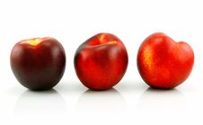 Three Ripe Peaches (Nectarine) Stock Photography
