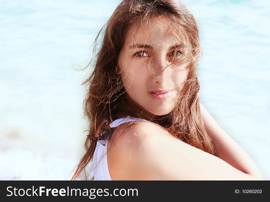 Attractive your girl portrait on natural background