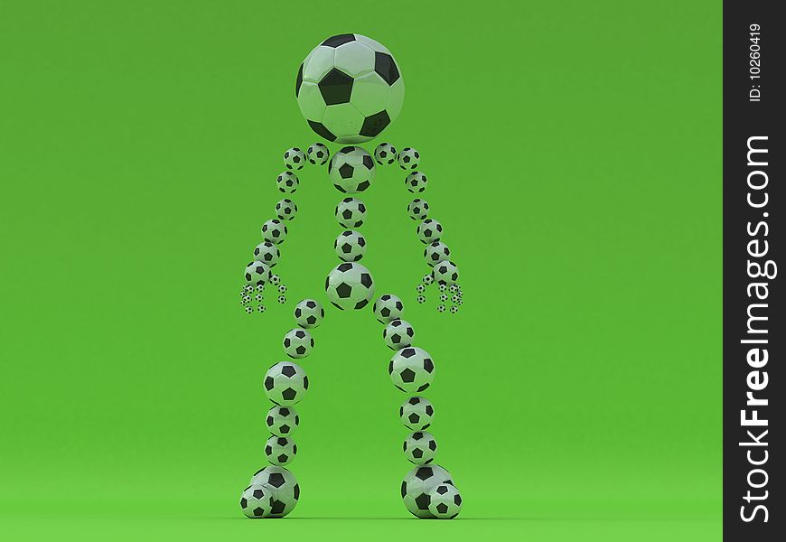Render the front view of the goalkeeper on a green background