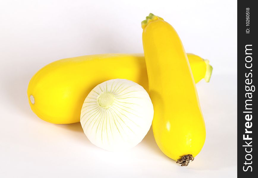 Fresh yellow marrow and onion with drop shadow. is not isolated