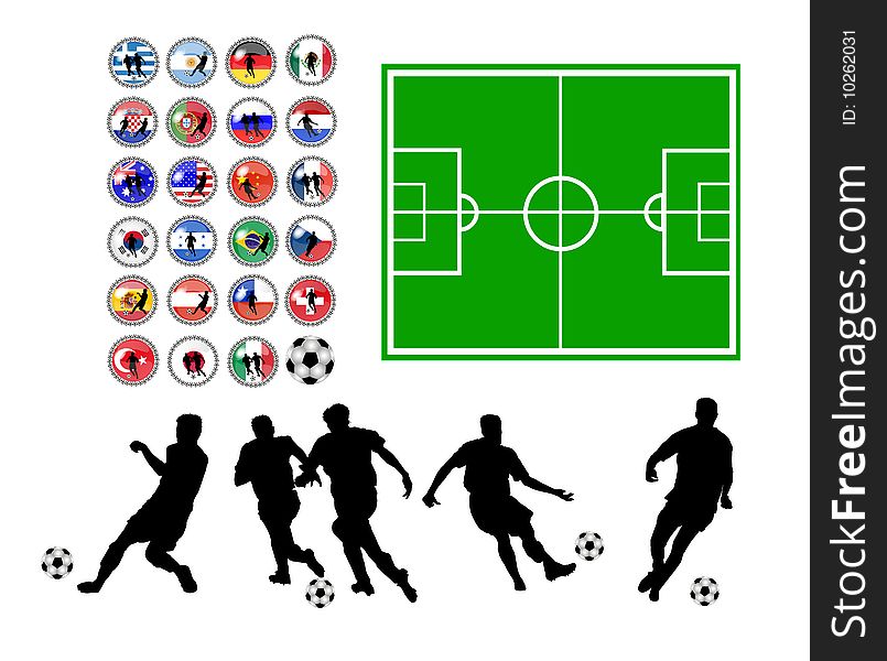 Illustration of a set of soccer symbols