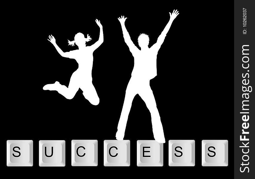 Illustration of a key background success with people