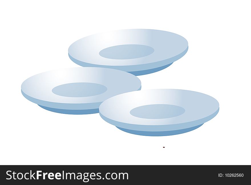 Three  dinner  plates on a white background