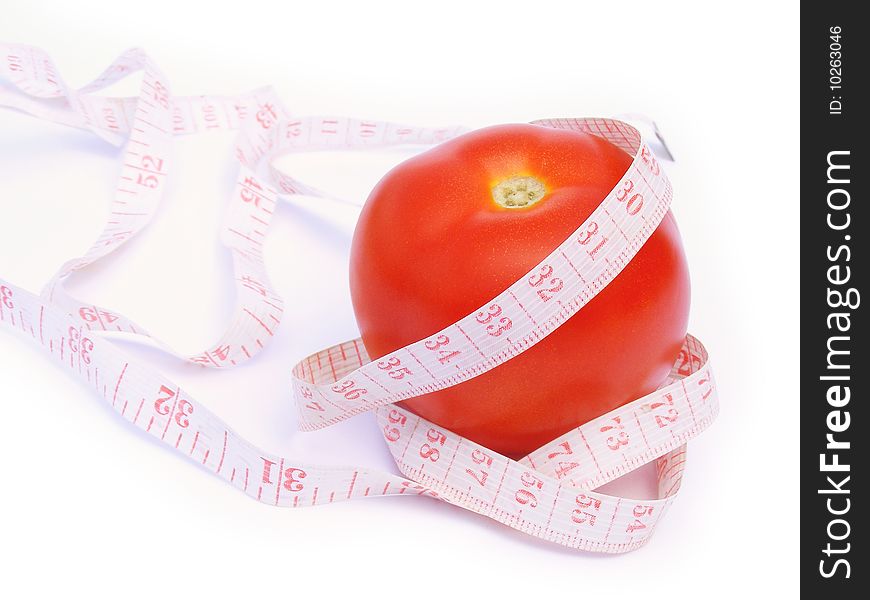 Vegetable in red and white flexible meter. Vegetable in red and white flexible meter