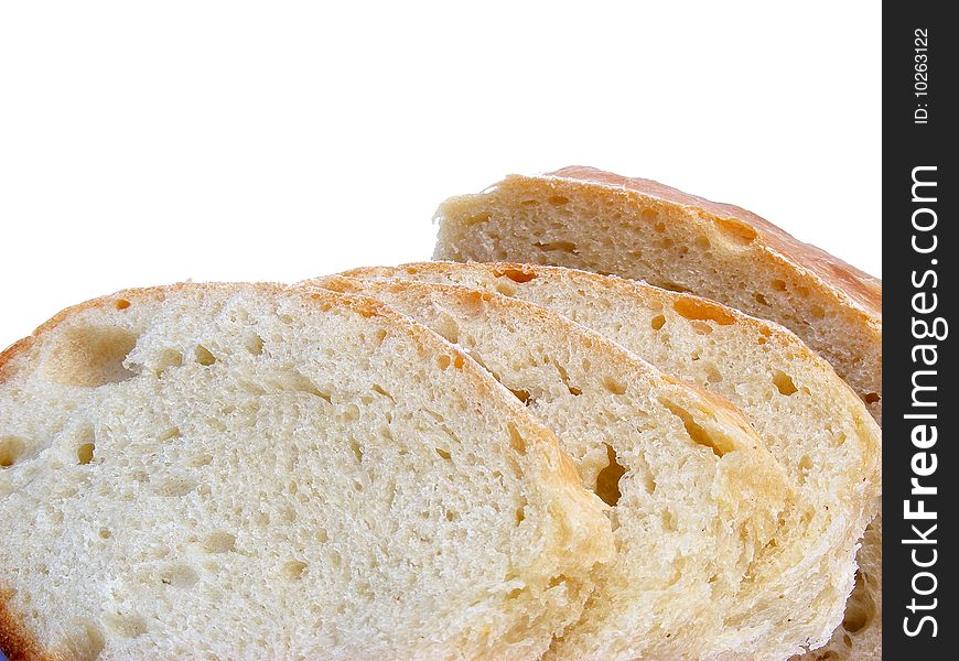 Fresh sliced bread on white