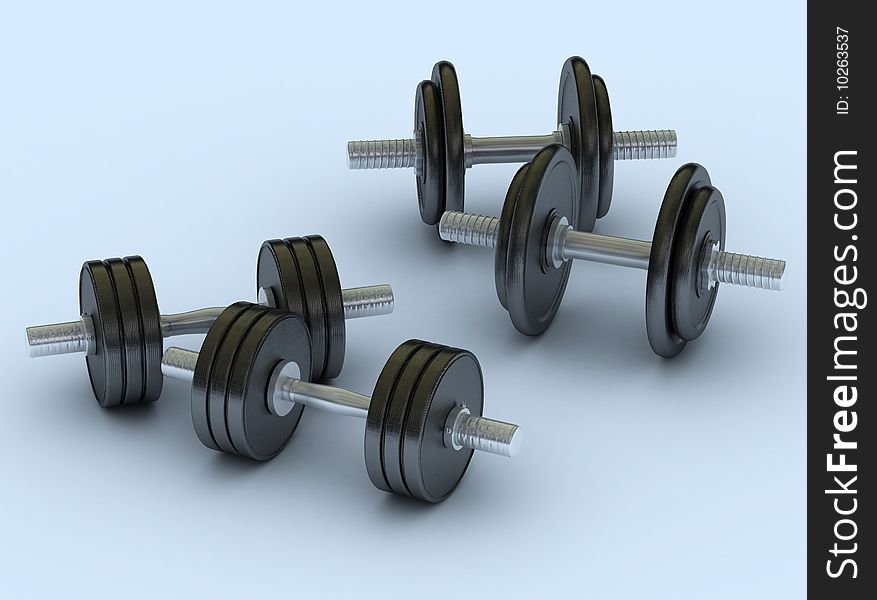 Fitness tools dumbbell by 3d,hand weights with shiny dumbbell