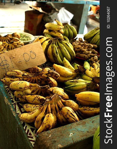 Bananas in a market stall