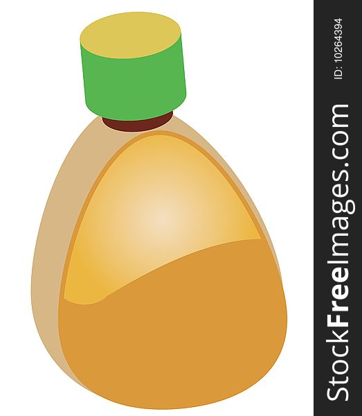 Yellow bottle isolated on white background.