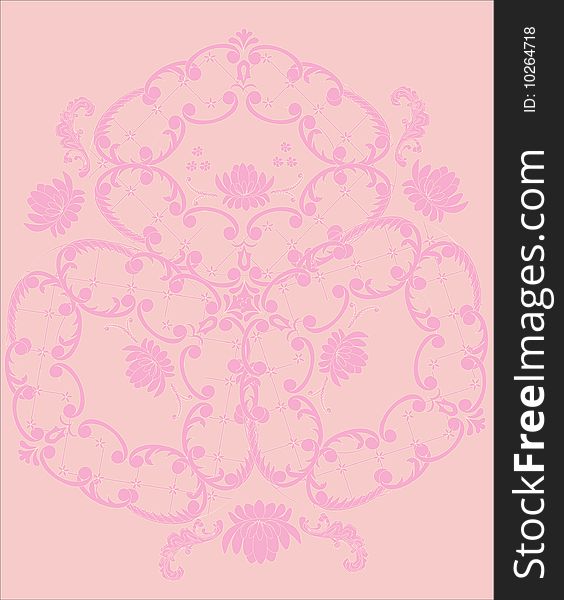 Illustration with pink ornamental background. Illustration with pink ornamental background
