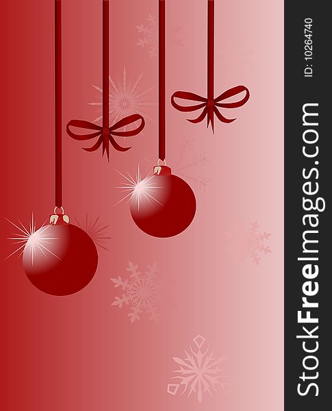 Red christmas illustration with New-Year tree decorations. Red christmas illustration with New-Year tree decorations