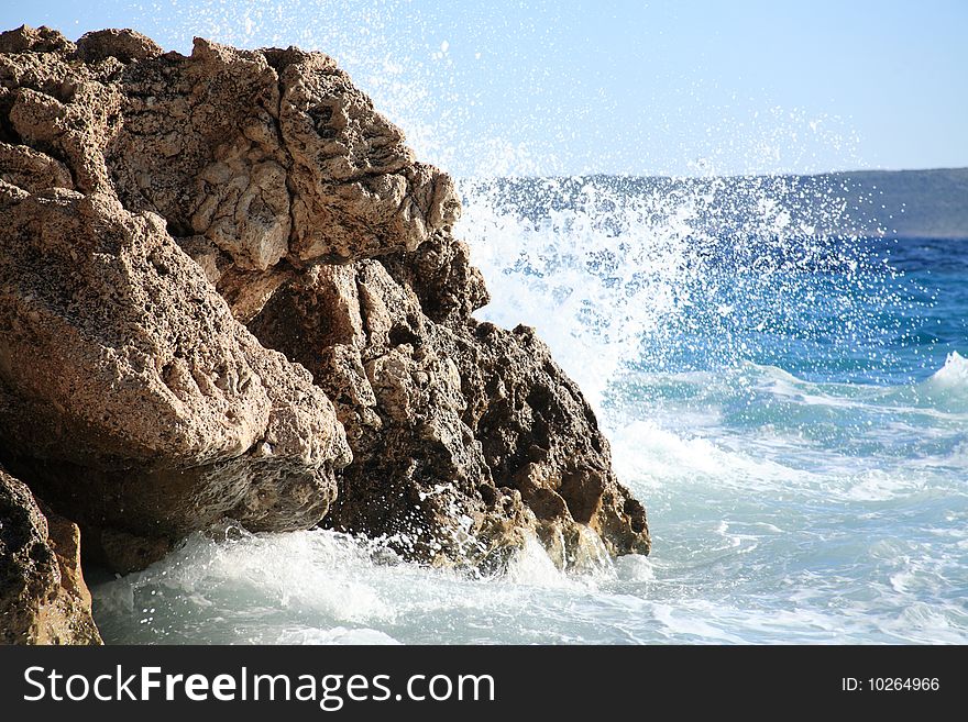 Image of a rock and sea. Image of a rock and sea