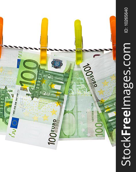 Euro Banknotes On A Rope