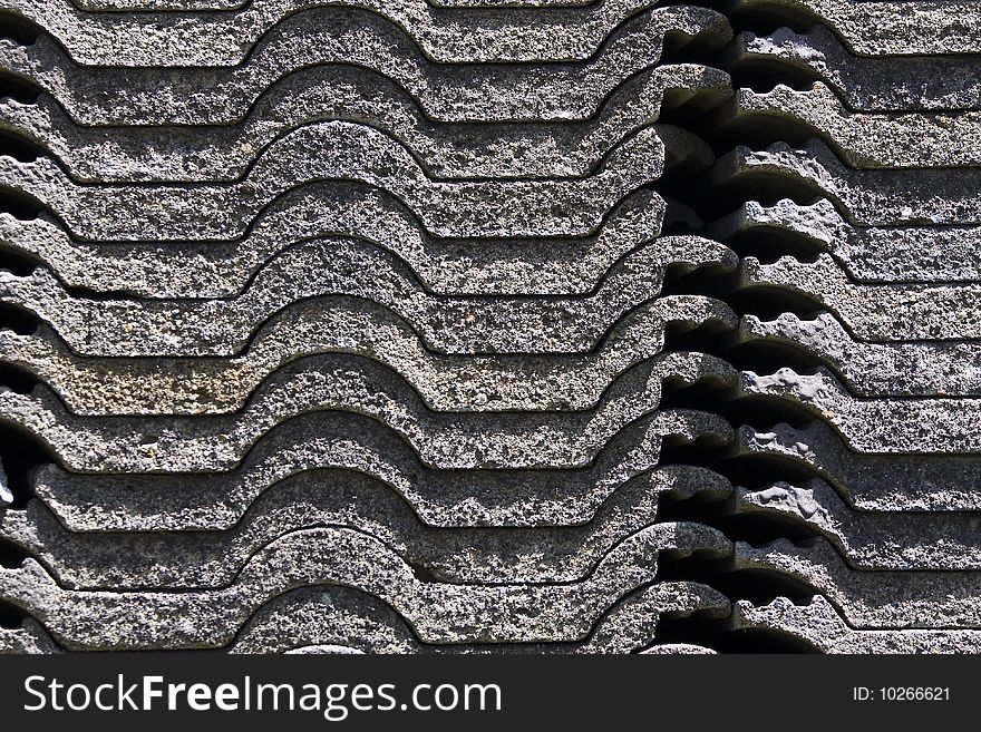 Particular pile of cement roof tiles