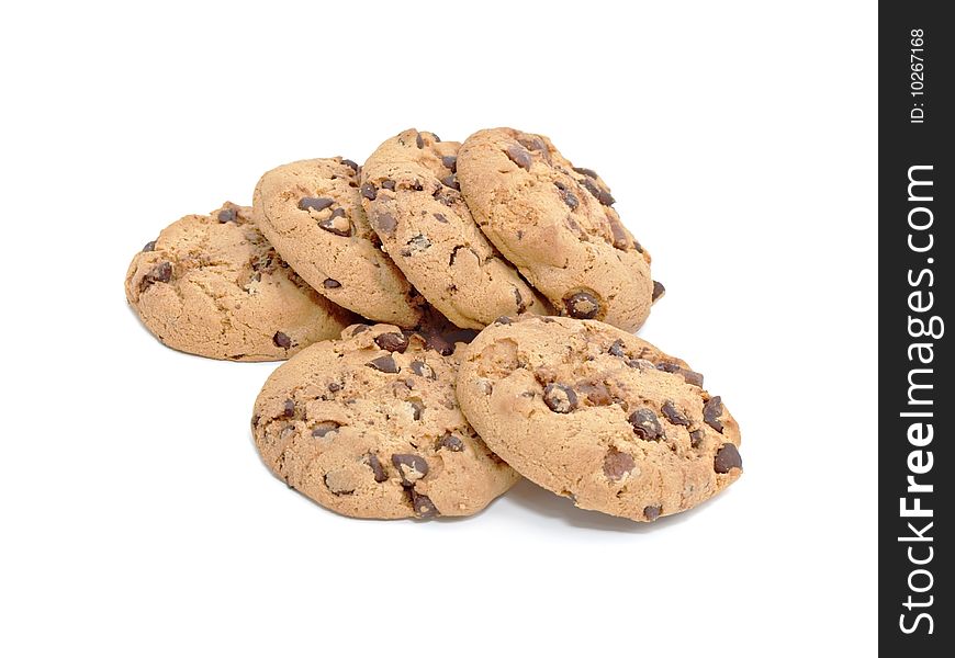 Chocolate chunk cookies isolates on white background