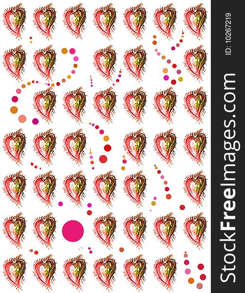 Seamless Hearts Pattern, with circles