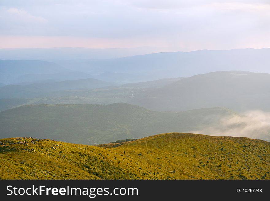 Carpathian Mountains in the sunset