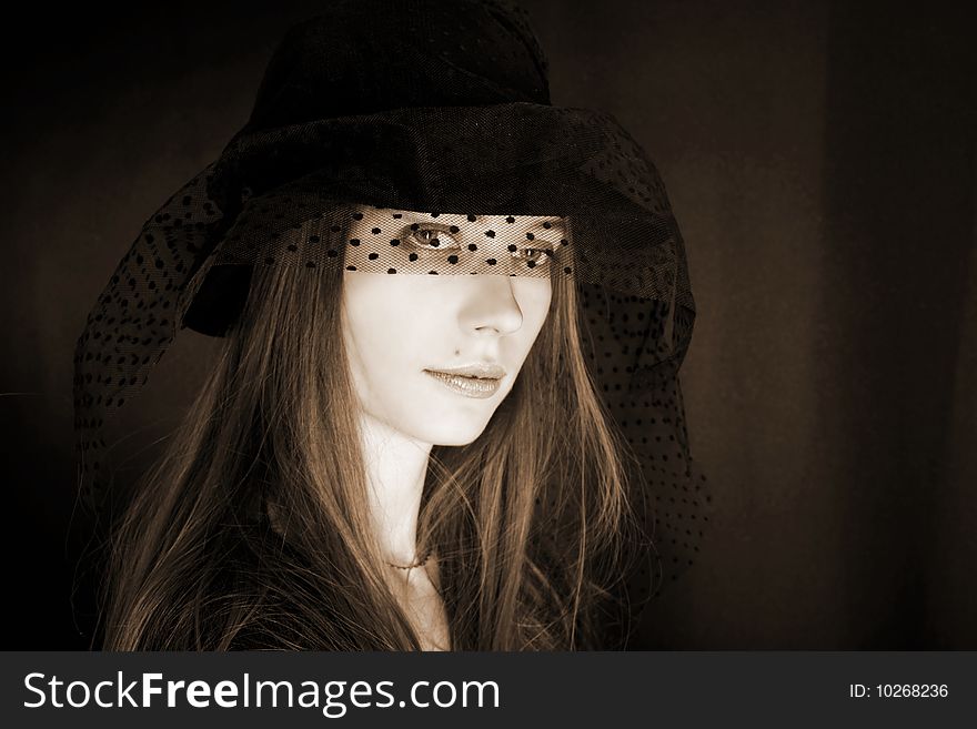 Girl in classical hat hat. Girl in classical hat hat