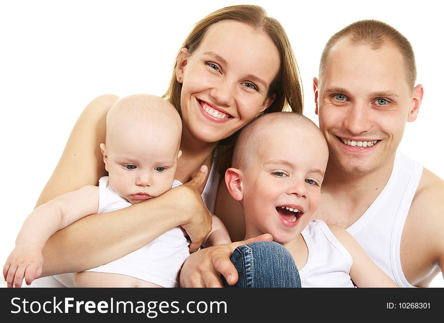 Happy family with two kids