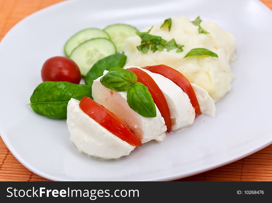 Mozzarella - Tomato Salad,with Cucumber