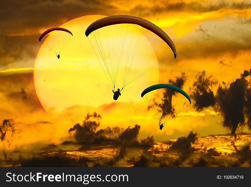 Sky, Air Sports, Paragliding, Yellow