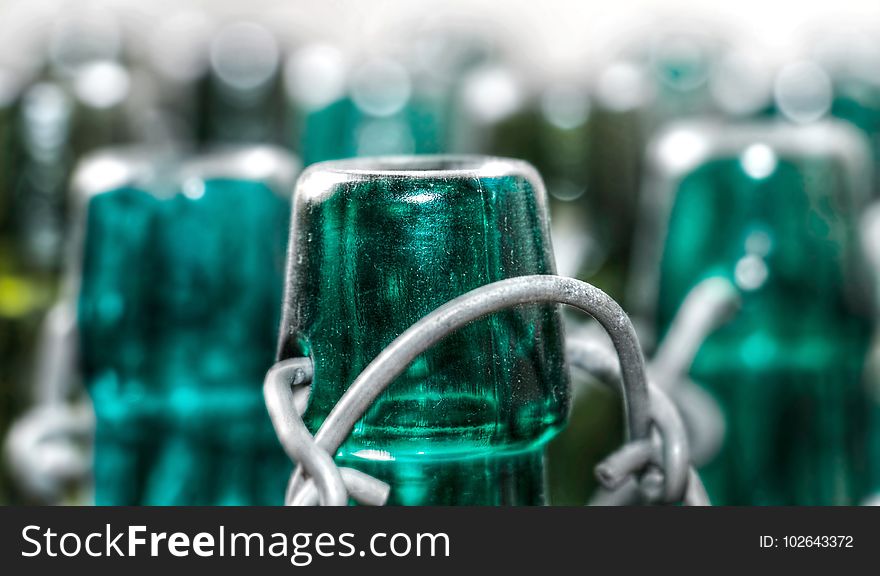 Green, Bottle, Glass Bottle, Water