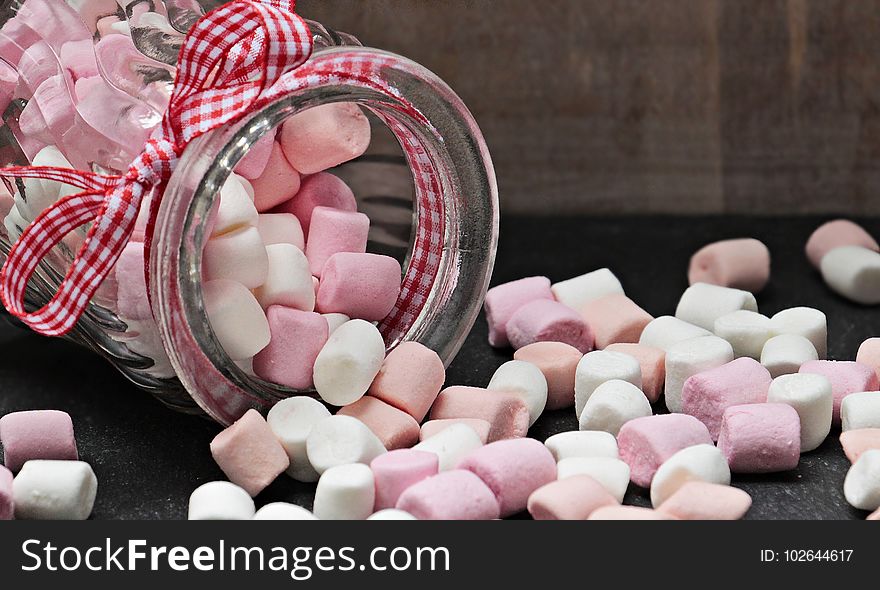 Pink, Confectionery, Marshmallow