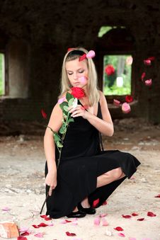 Lovely Wiman With Rose Stock Photos Lovely Wiman With Rose Stock Photos