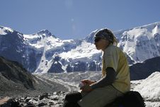 Alpinist On Glacier. Royalty Free Stock Photos Alpinist On Glacier. Royalty Free Stock Photos