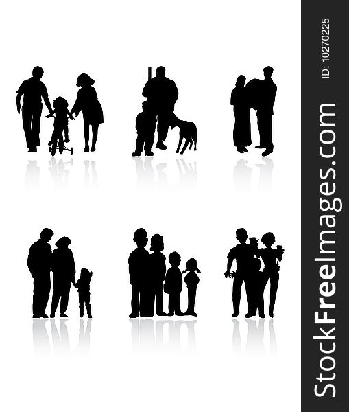 Some families with children. A vector illustration. Some families with children. A vector illustration