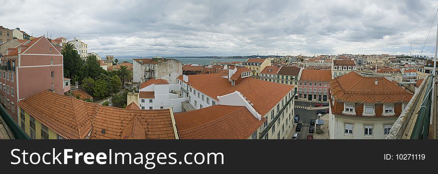 View Of Lisbon With Stormy Clouds