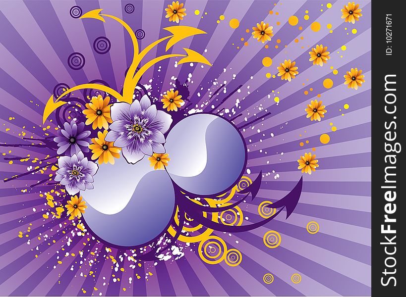 Abstract Flowers On Purple Background