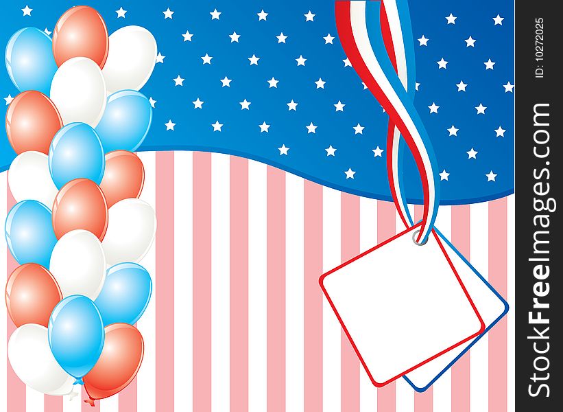 American independence day card with balloons and space for text