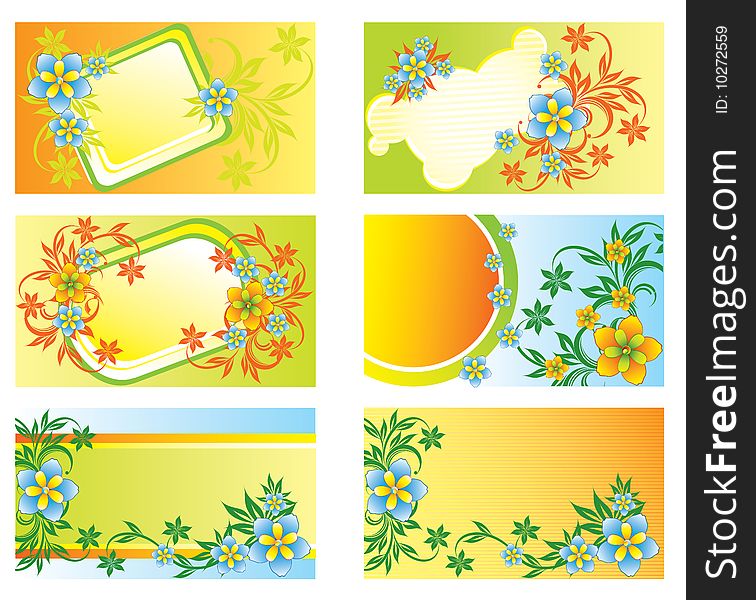 Set of colorful floral cards for advertising. Set of colorful floral cards for advertising