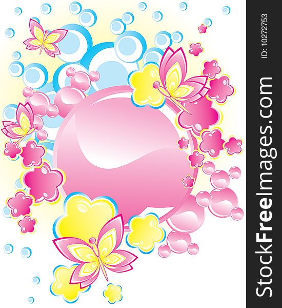 Stylish flowers and butterflies on abstract background. Stylish flowers and butterflies on abstract background