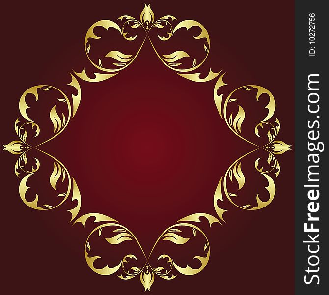 Golden vintage frame for text (vector)