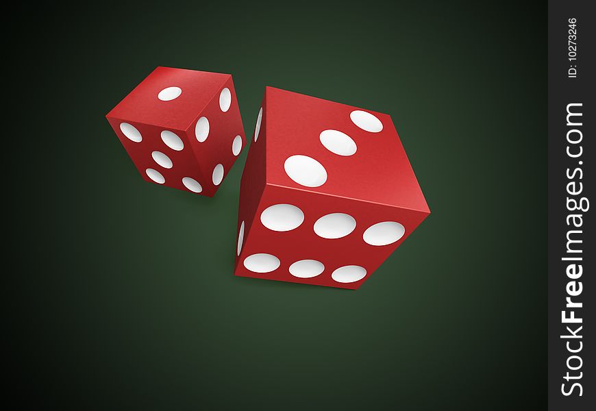 Two white dices on dark background