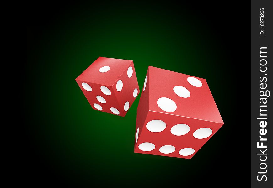 Two white dices on dark background