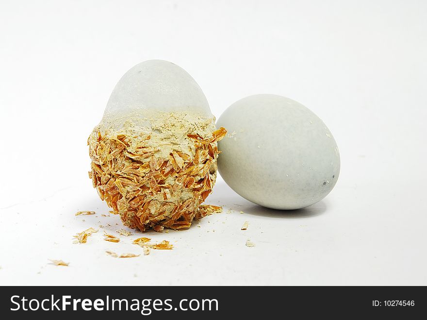 Chinese preserved egg on the white background
