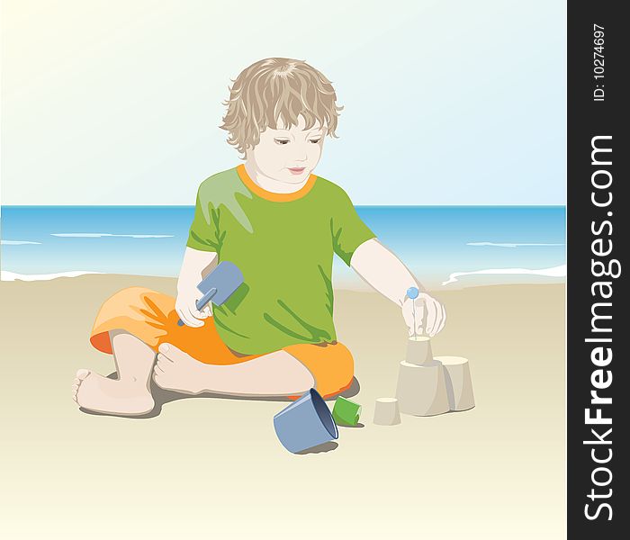 Little boy is playing on the beach. Little boy is playing on the beach