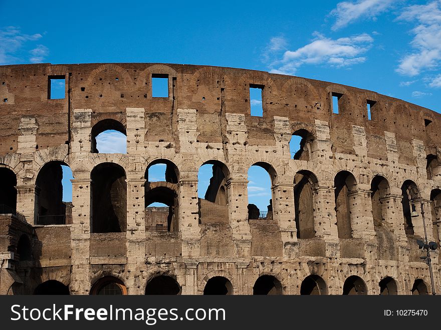 Exterior view of Italy Rome historical site Colosseum. Exterior view of Italy Rome historical site Colosseum