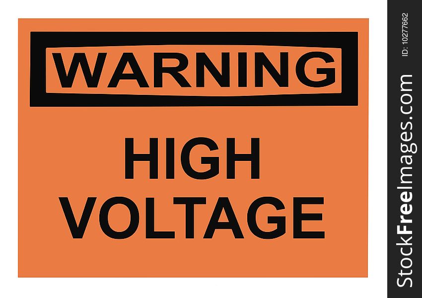 High voltage warning sign isolated on white