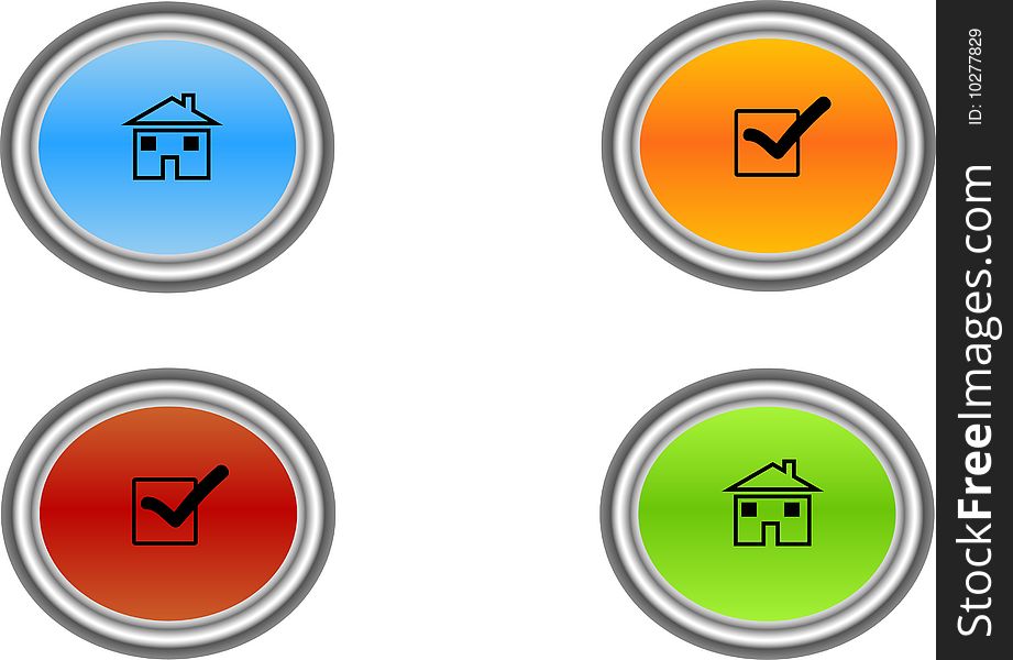 Four buttons for web. Colour icons. Four buttons for web. Colour icons