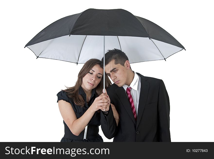 Man and woman with umbrella. Man and woman with umbrella