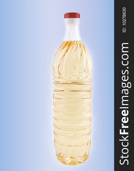 Bottle of vegetable oil (isolated )