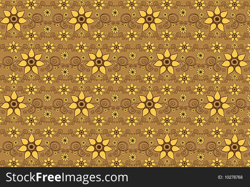 Brown floral pattern with yellow flowers